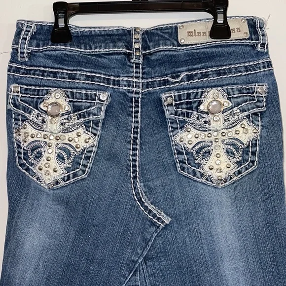 Miss Chic USA Women’s Stretch Denim w/ Big Stitch and Appliqués Size 5 - Picture 4 of 12